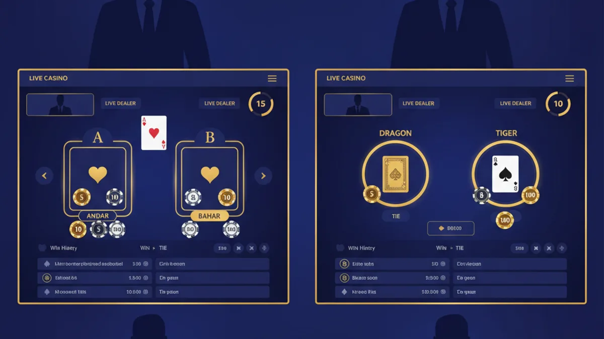 Andar Bahar and Dragon Tiger live rounds on Gold365 with dealer stream and betting timer