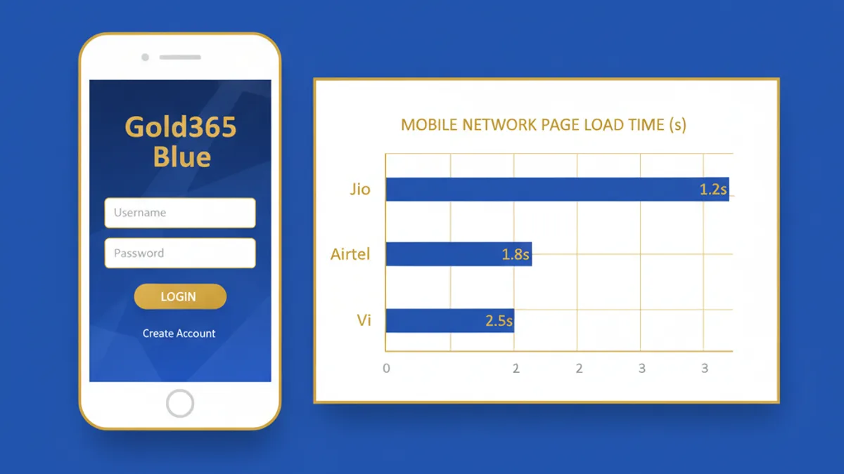 Gold365 Blue m login speed test results on Jio Airtel and Vi networks with stopwatch timings