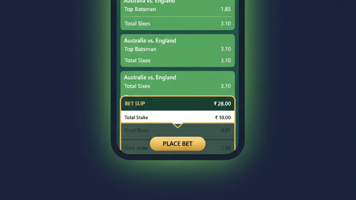 Gold365 Green m home mobile screen showing balance, live cricket markets and quick login