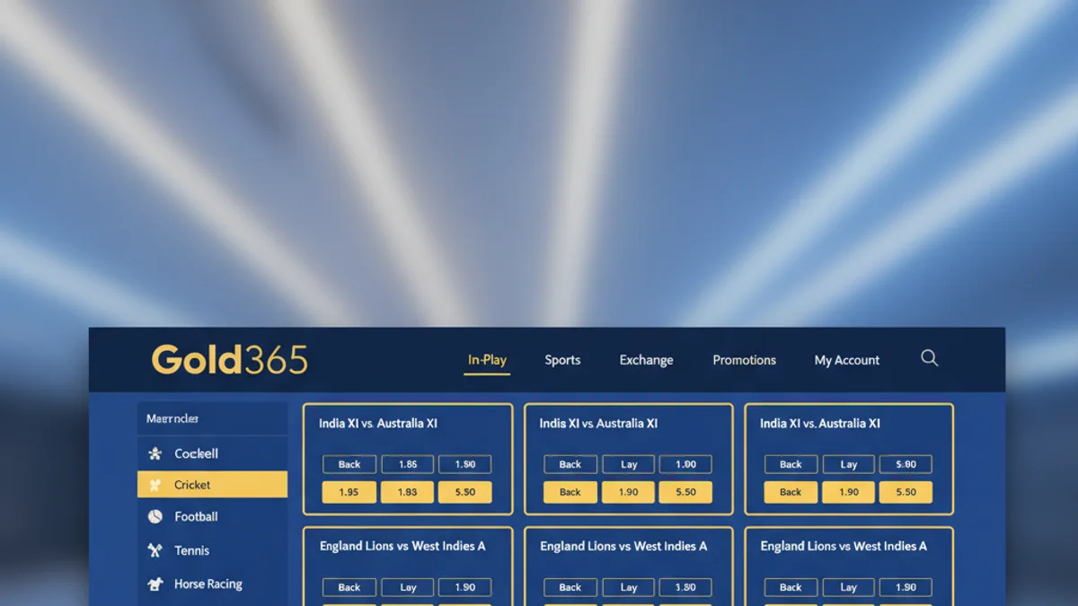 Online cricket ID provider Gold365 exchange interface with cricket betting markets for India
